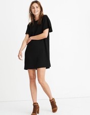 Madewell Crepe Flutter Sleeve Mini Dress Black Shift