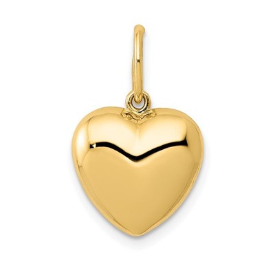 14k Gelbgold poliert 3-D gepufftes Herz Anhänger 0,52 g