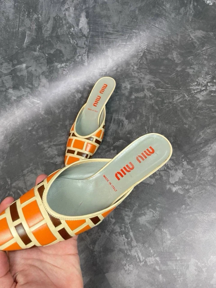 Muli Miu Miu p 38 Marrón Beige Arancione Foto 3 de 4