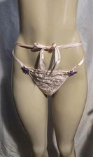NEW Vintage Frederick's of Hollywood Lace Thong Panties Satin String Size L