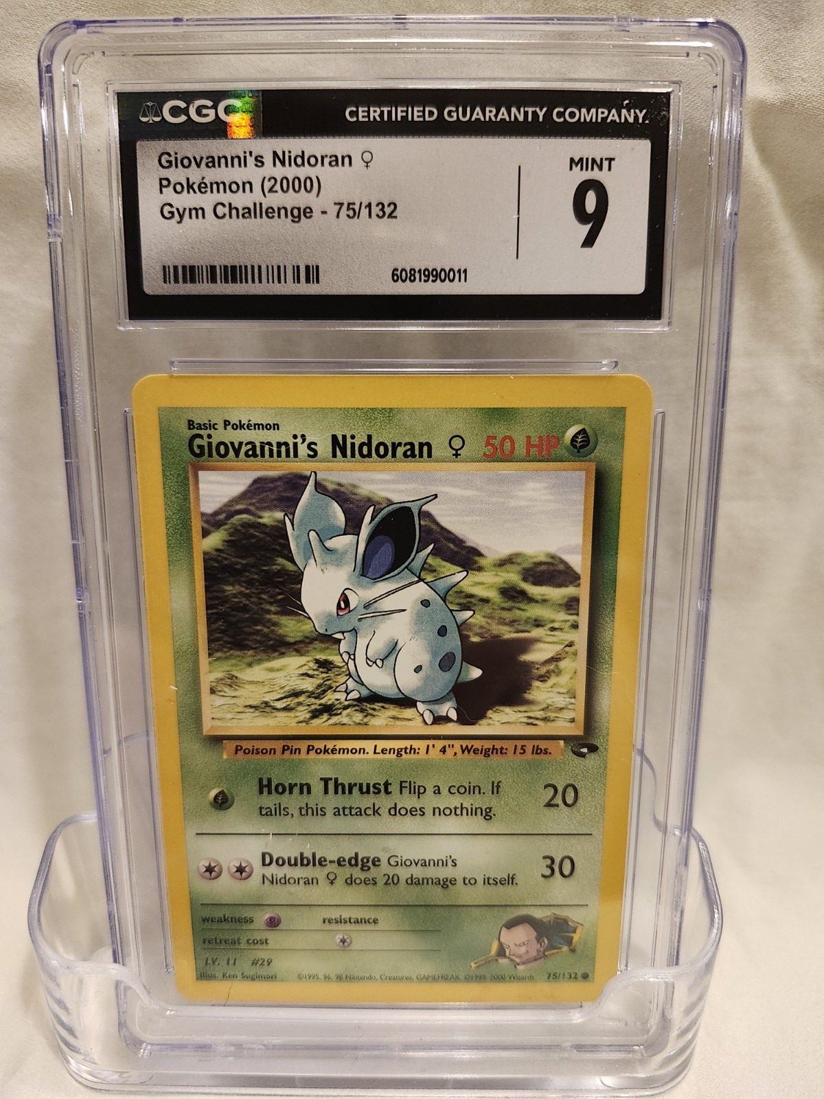 Pokemon Giovanni's Nidoran CGC 9 Mint No 75/132 Gym Challenge