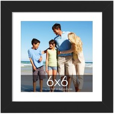 Black 6x6 Frame Display Picture 4x4 with Mat for Wall Decor or Tabletop Display