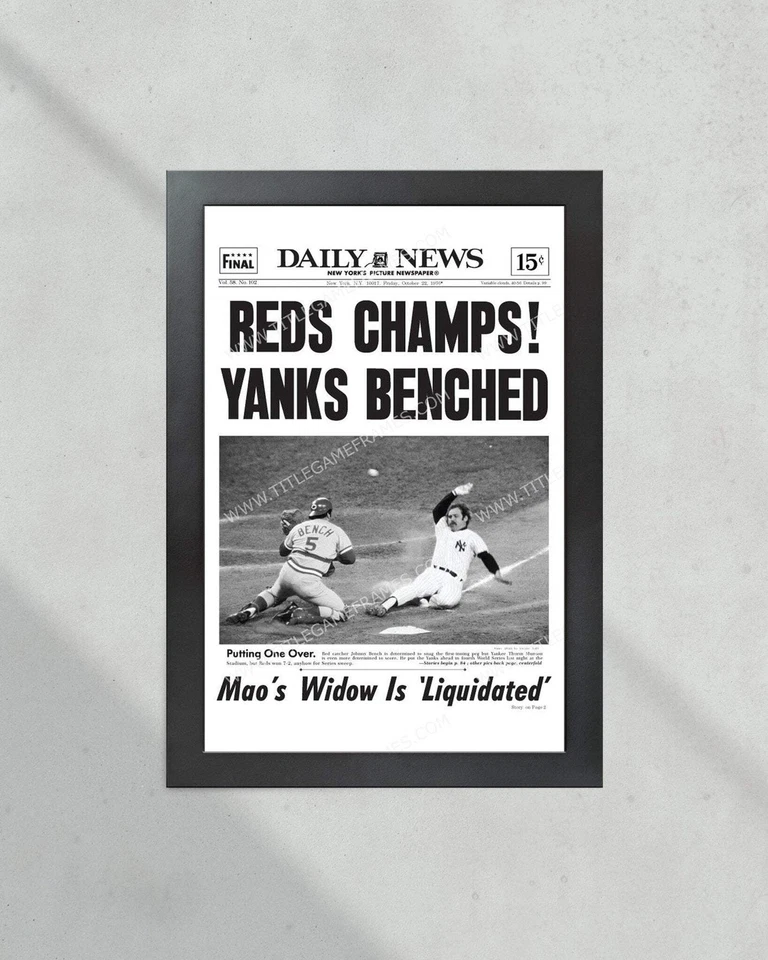 1976 Cincinnati Reds “Still World Champs” World Series Champions Framed Front Pa - Image 2 of 4