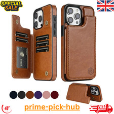 Wallet Card Holder Case for iPhone 16e 15 14 13 12 11 Pro Max XS Leather Cover