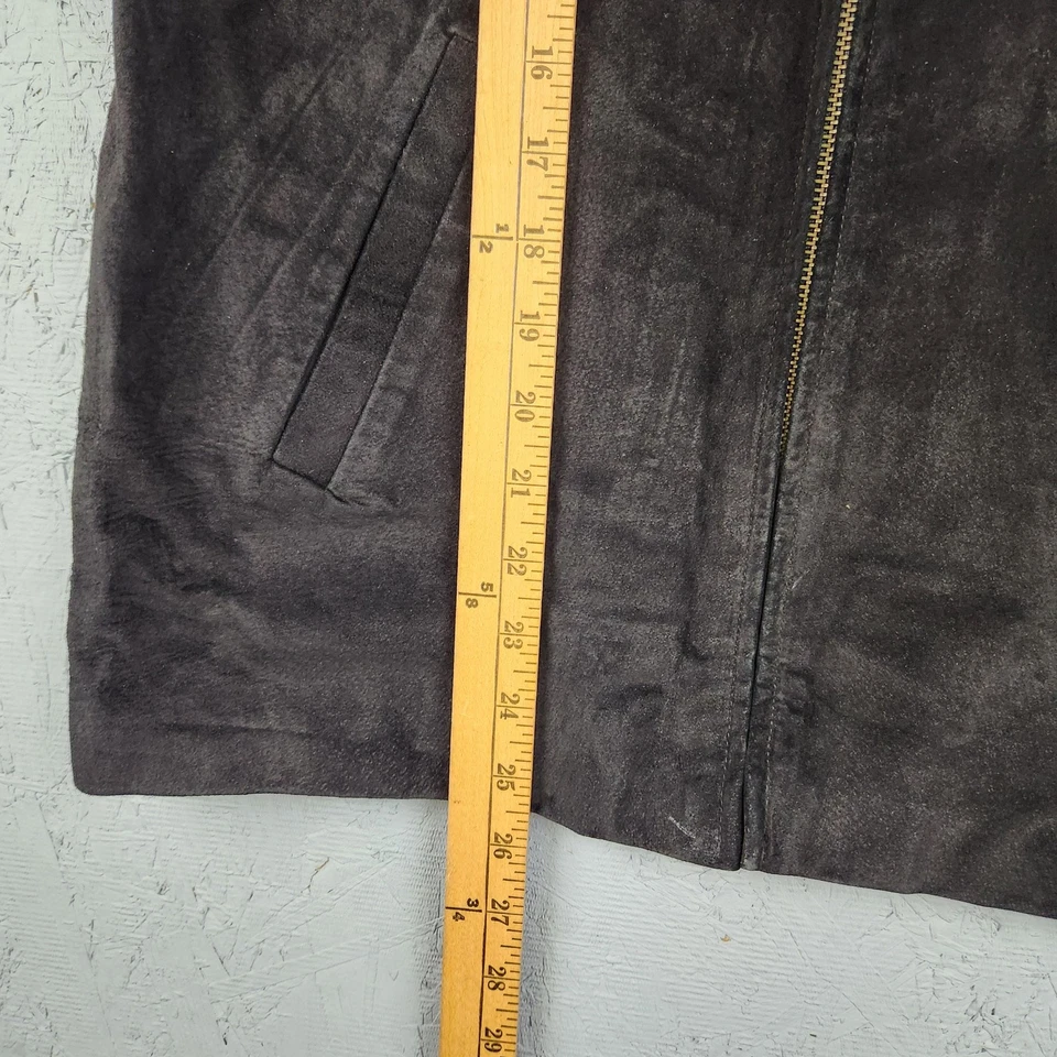 Chaleco Lauren Ralph Lauren Mujer Grande Cuero Negro Cachemira Lana Bolsillos Angora Foto 4 de 4