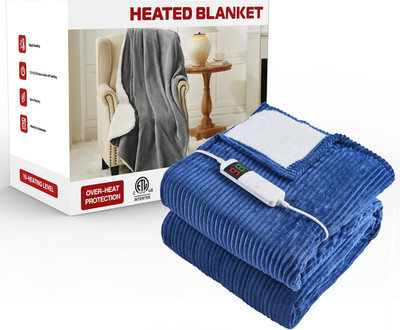 King Size Heated Electric Blanket - Soft, Washable, 9 Heat Settings, Timer