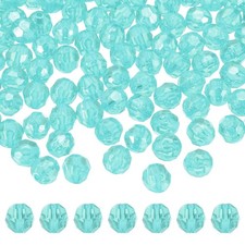 400 Pcs Acrylic Round Faceted Beads 8mm Loose Bead, Light Lake Blue
