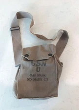 Vintage Original USN US Navy Military Canvas Gas Mask Bag ND Mark III