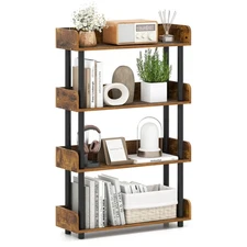 4-Tier Bookshelf w/Anti-Tipping Kit Industrial Storage Unit for Living Room