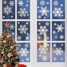 262PCS Xmas Snowflake Window Stickers &ndash; 8 Sheets Reusable Static Clings