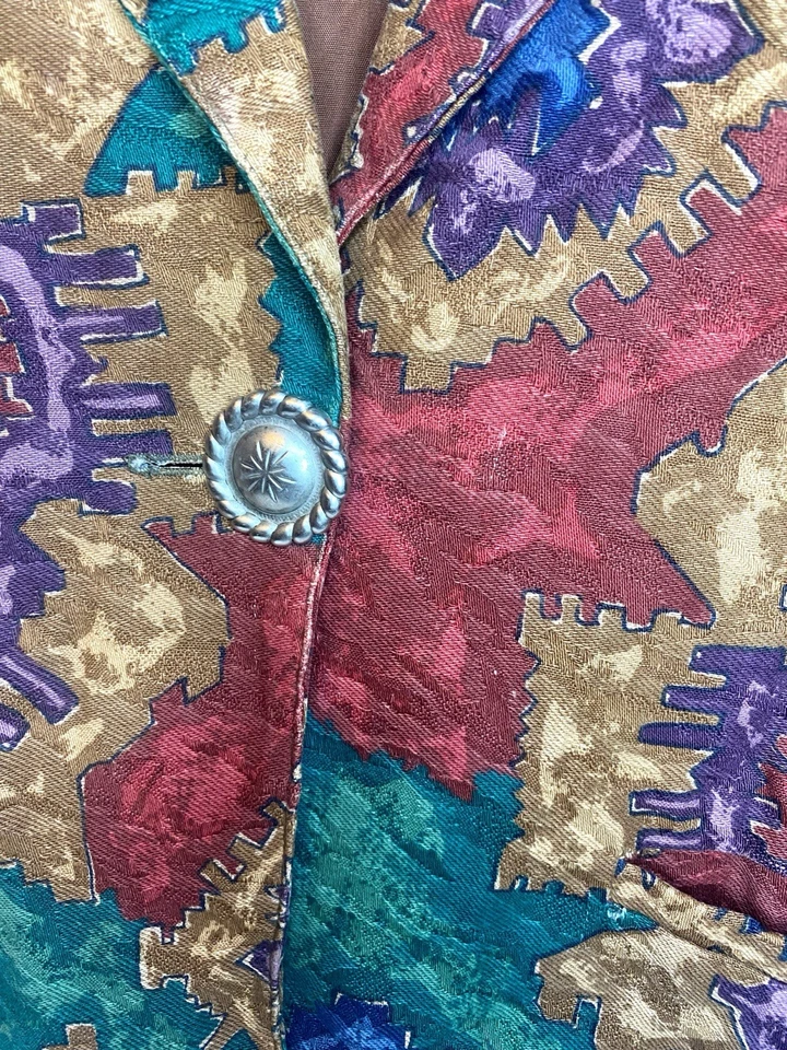 Chaqueta Abrigo Rough Rider by Circle T Southwest Azteca Colorida Hecha en EE. UU. Talla M Foto 4 de 4