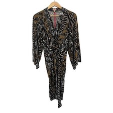 Banana Republic Issa London Zebra Print Belted Dress Womens Size 8 Y2K 80s Artsy