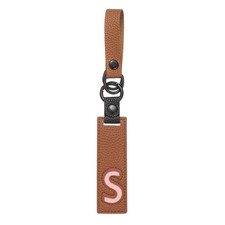 Initial Letter Keychain, PU Leather Alphabet Keychain Brown Letter-S 