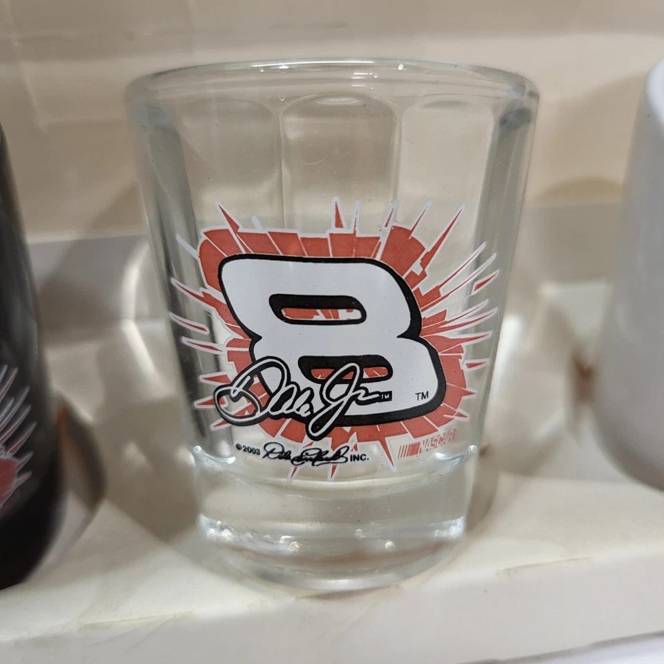 Juego de 4 vasos Nascar vintage Dale Earnhardt #8 2 transparentes, negros, blancos 2003 Foto 4 de 4