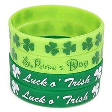 74PCS St. Patrick's Day Shamrock Rubber Wristbands Bracelets - Party 2 styles