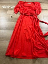 Women's Eliza J Lipstick Red 3/4 Sleeve V-Neck Fit & Flare Swing Party Dress 2