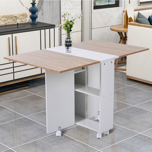 Folding Table Drop Leaf Extendable Dining Table Space Saving Mobile Laptop Desk - Picture 9 of 69