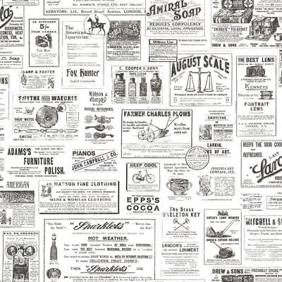 Easy Walls Chesapeake Vintage Newspaper Black White Wallpaper Wallcovering 22 Yd Ebay