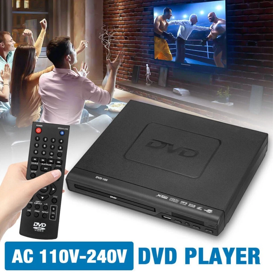 DVD Player Compact Multi Region HDCD CD VCD Music Disc Upscaling USB With Remote - Image 3 of 4