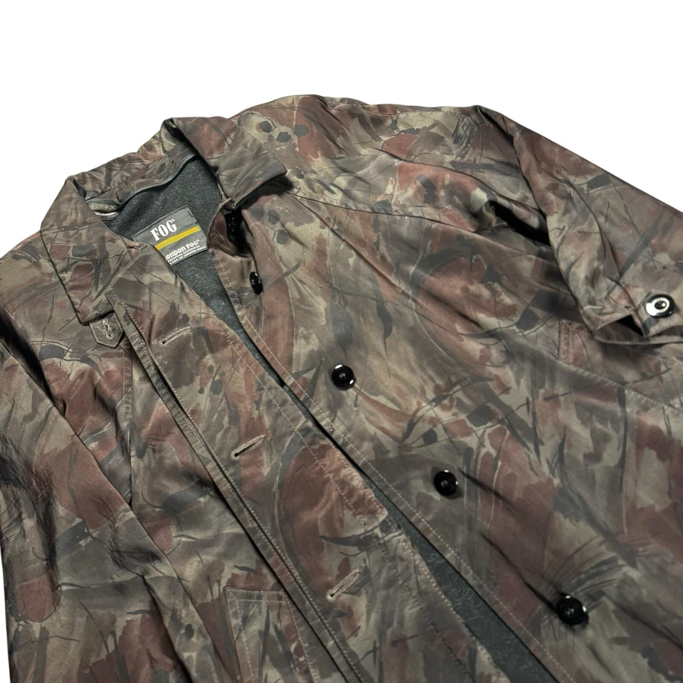 Vintage London Fog Trench Coat Women's 10R Abstract Wool Lined USA Made Camo - Image 2 of 4