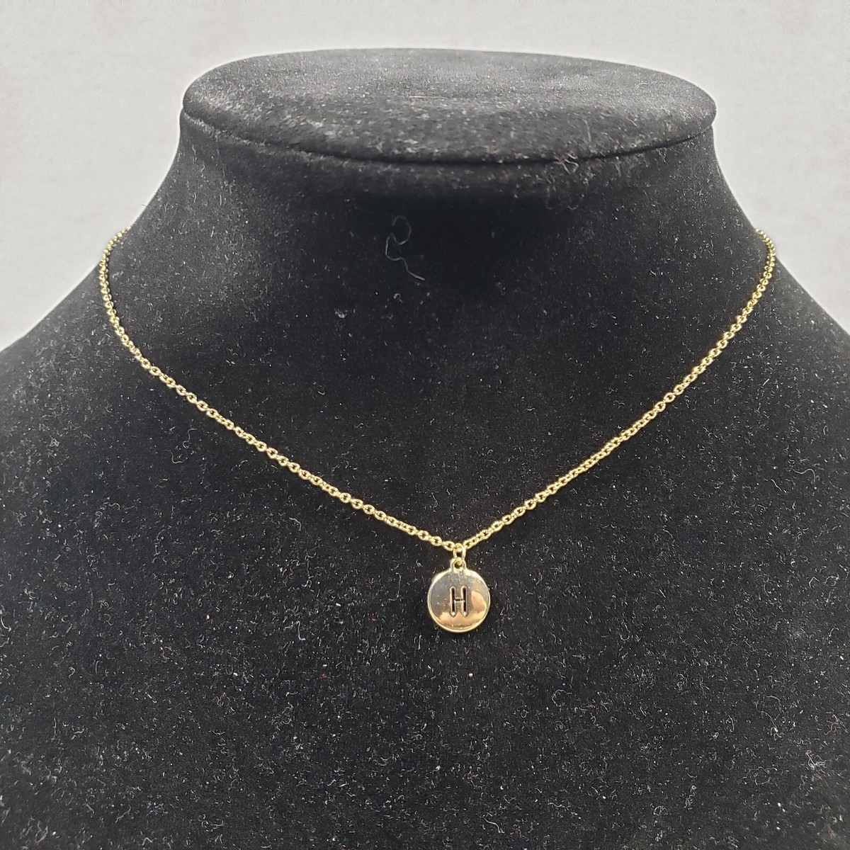 MDB H Pendent Chain Collar Necklace Gold Tone Initial