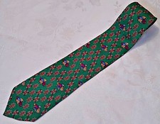 GENTS VINTAGE AUTHENTIC FISHES GREEN RED YELLOW SILK MENS NECK TIE