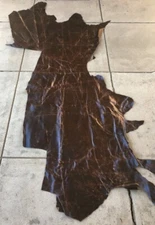 Real Leather Cowhide - Rustic Shiny Brown- 18+ Sq ft - Upholstery/Crafts - J857