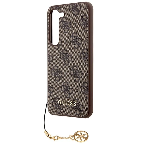 Galaxy S24 Guess Brown Faux Leather Phone Case with Gold Chain  