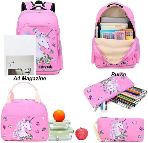 Girls Backpack for Kids Elementary Bookbag Girly School Bag with Insulated Lunch - 第 4/12 張圖片