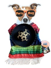 Sombrero  Poncho Set Dog Halloween Costume Pet Cat Mexican Party Dog XS/S New