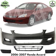 Front Bumper Cover Fascia & Lower Grille Kit For 2006-2007 Honda Accord