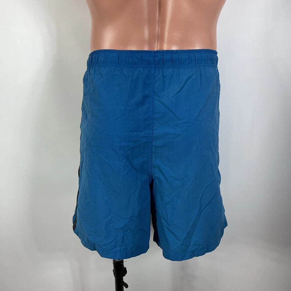 Vtg Trader Bay Men’s Blue Swim Trunks Size Large Elastic Waist Pockets Striped - Image 2 of 4