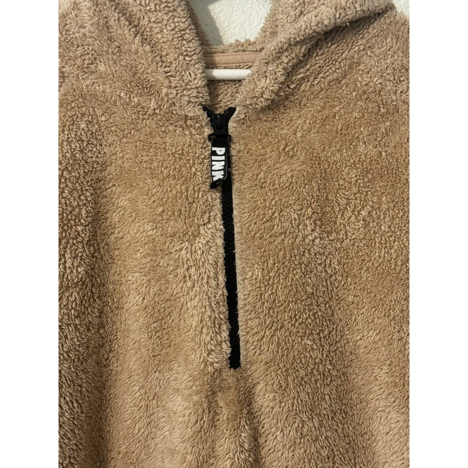 Moletom com capuz feminino rosa estilo Sherpa bronzeado tamanho G - Imagem 3 de 4