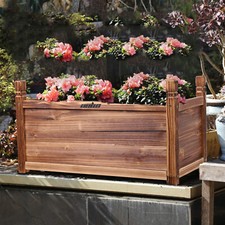 Outdoor Patio Tall Long Wooden Trough Decking Vegetable Flower Deep Planter Box