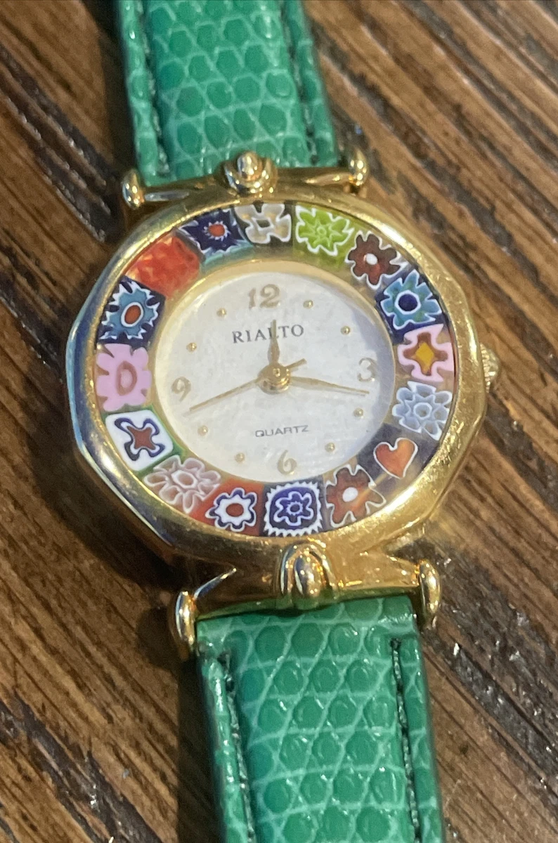 RARE. Rialto Antica Murrina Veneziana Murano Glass Quartz Analog Watch