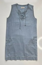 Madewell Womens XS Lace Up Chambray Shift Dress F2700 / Light Blue