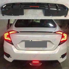 For 2016-2021 Honda Civic Sport Sedan Rear Bumper Lip Spoiler LED Light Diffuser