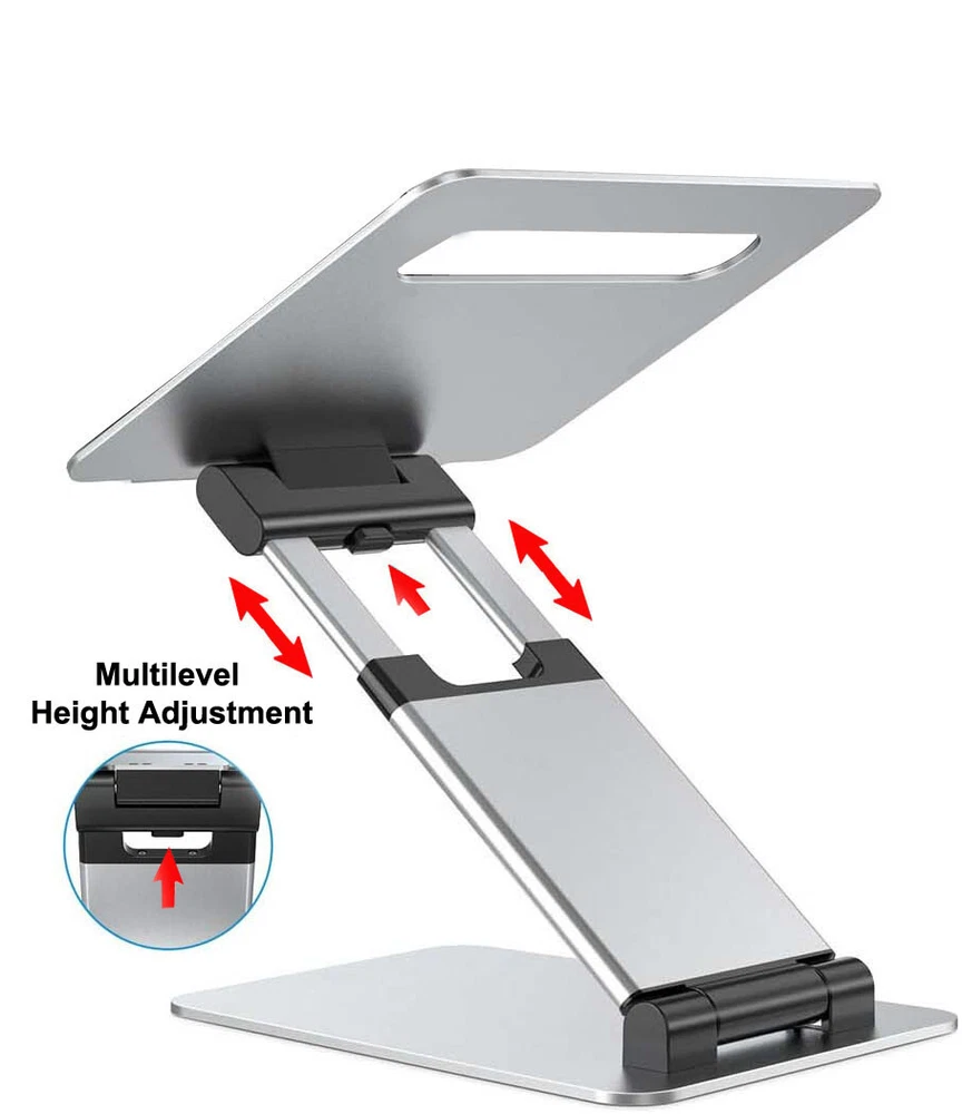 Laptop Stand Adjustable Height, Ergonomic, Fits Laptops 10"-17" Silver, NEW!