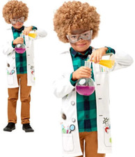 Kids Mad Scientist Boys Fancy Dress Lab Doctor Uniform Childs Costume