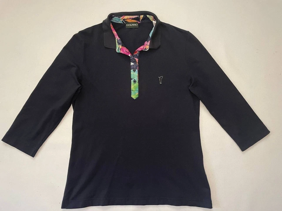 Golfino Unisex 1/4 Zip Black Polo Size M L USA 10 UK 14 - Image 2 of 4
