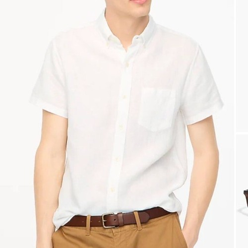 J.Crew Factory Men's Sz XXL White Short Sleeve Linen-Blend Shirt AL188 - Picture 2 of 9