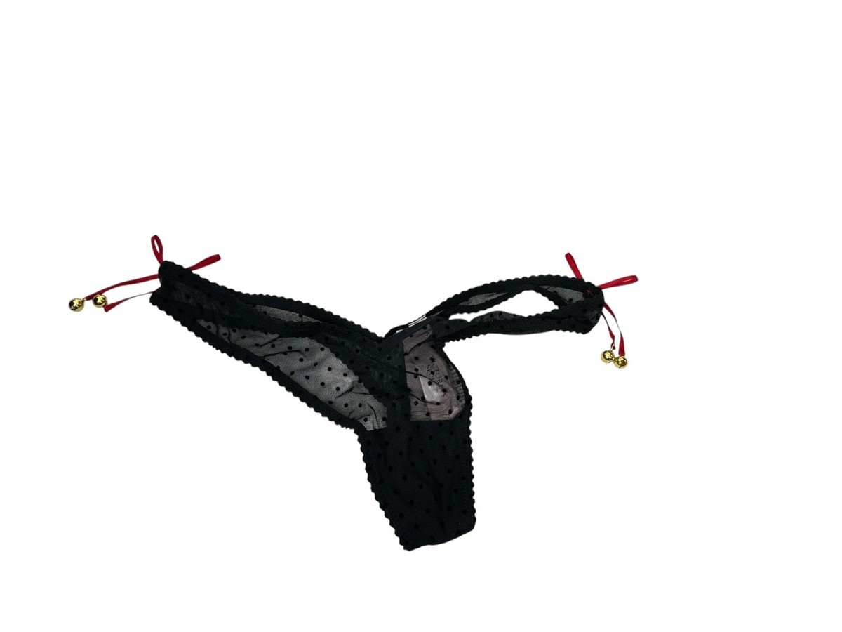 Victoria's Secret Jingle Bells Mesh Thong Panty Color Black Nwt | eBay