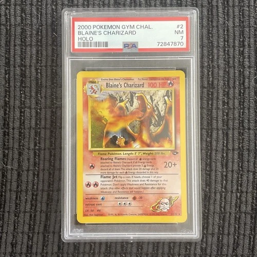 POKEMON BLAINE'S CHARIZARD 2000 GYM CHALLENGE #2 HOLO PSA 7