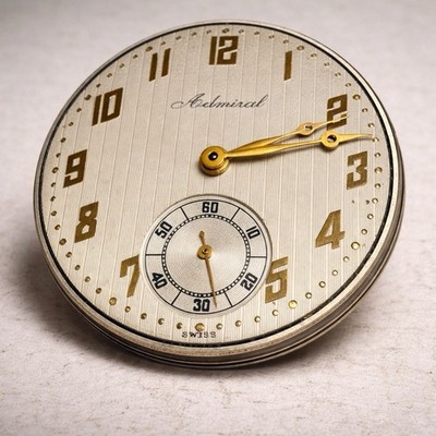   Rare Admiral Tacy Swiss Pocket Watch Movement Dial Ref 759 Art Deco
