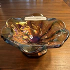 Vintage Carnival Glass Pedestal Bowl Vintage Grape Pattern Possible Millersburg