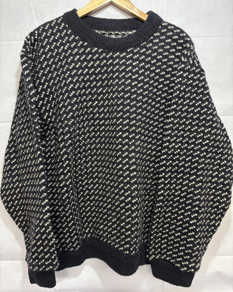LL Bean Sweater Heavy Wool Rayon Blend Norway Men’s Knit Excellent Vintage - Image 2 of 4