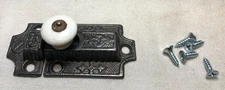 Antique Cabinet Latch Eastlake Cast Iron Porcelain Hardware Vtg Cupboard #J20
