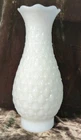 Vintage Milk Glass Quilted Hurricane Oil Lamp Chimney Shade 10" Tall Ruffled