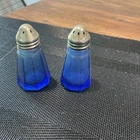 Hazel Atlas Cobalt Blue Salt and Pepper Shaker Set Vintage Depression