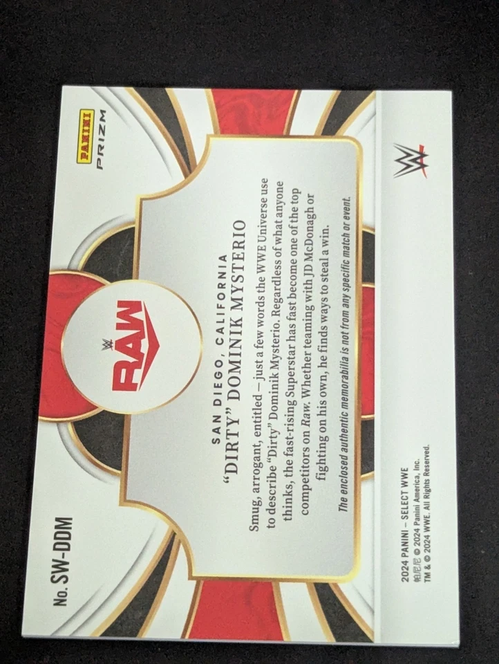 2024 Panini Select WWE - Selective Swatches  Refractor Dominik Mysterio (MEM) - Image 2 of 2